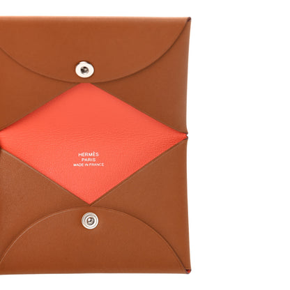 Hermes Barenia Verso Calvi Card Case Fauve Orange Poppy 4 of 4