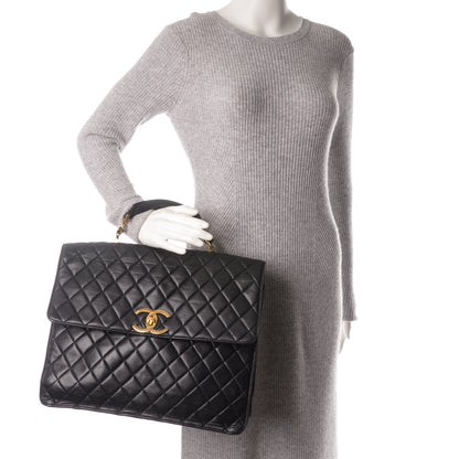 Chanel Lambskin Quilted Briefcase Laptop Bag Black 2 of 7