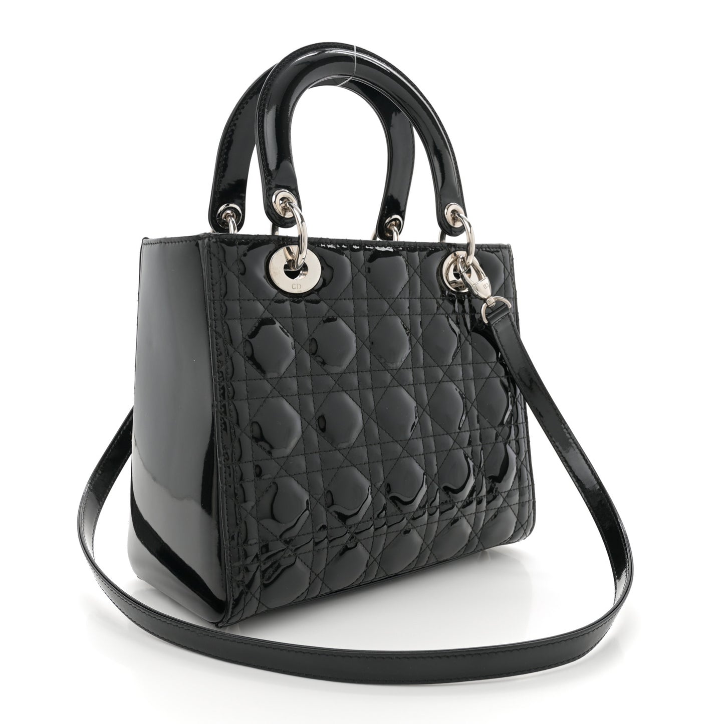 Patent Cannage Medium Lady Dior Black