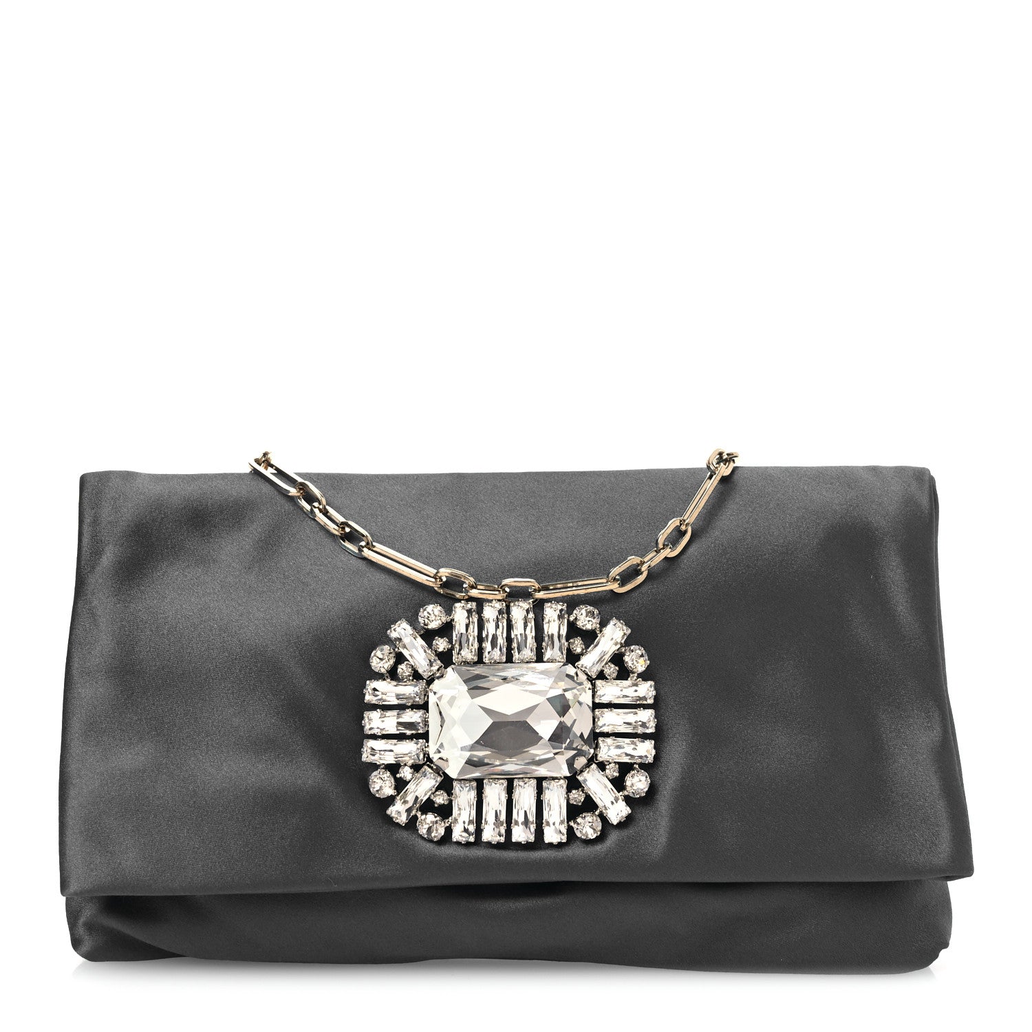 Jimmy Choo Satin Crystal Titania Clutch Blue 1 of 12