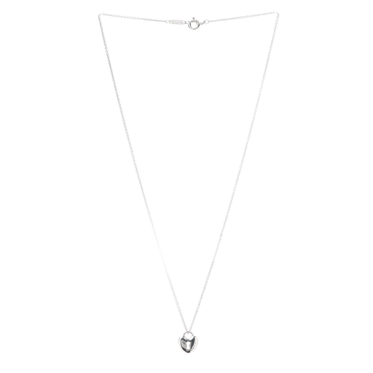Tiffany Sterling Silver Heart Lock Pendant Necklace 3 of 6