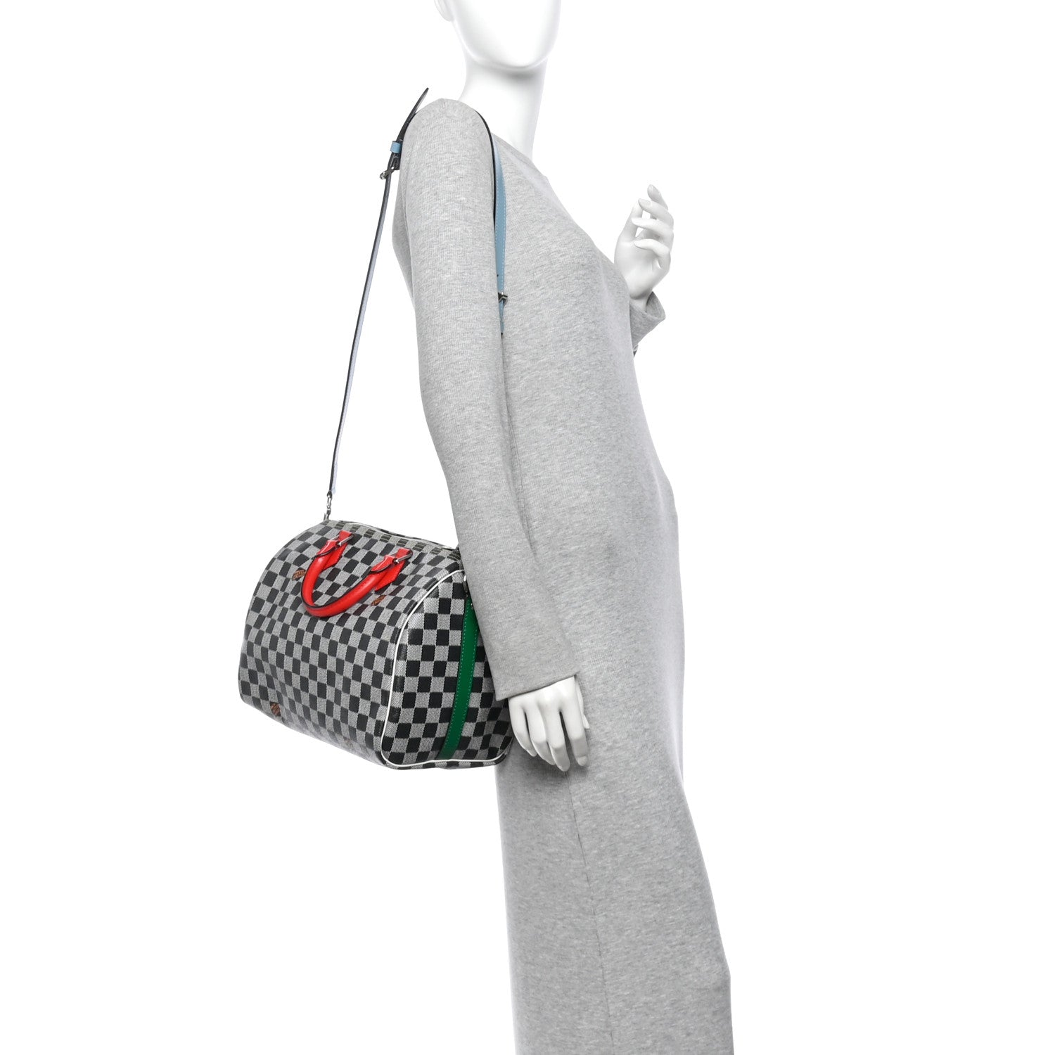 Louis Vuitton Damier Speedy Bandouliere 30 Black White 2 of 10