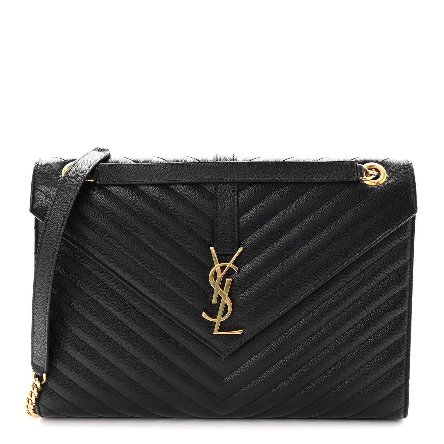 Grain De Poudre Matelasse Chevron Large Monogram Satchel Black