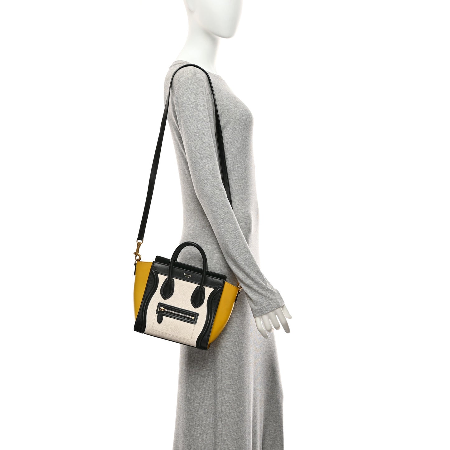 Elephant Calfskin Nano Tri-Color Luggage Yellow