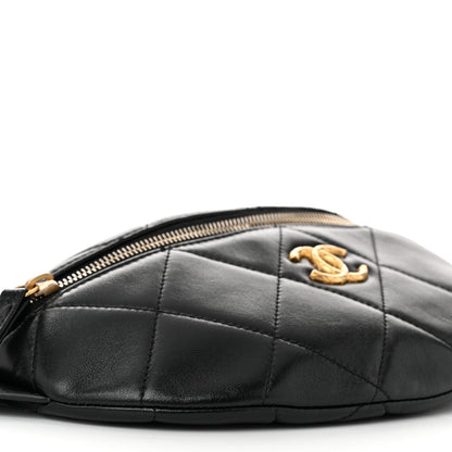 Chanel Lambskin Enamel Quilted Waist Bag Black 9 of 10