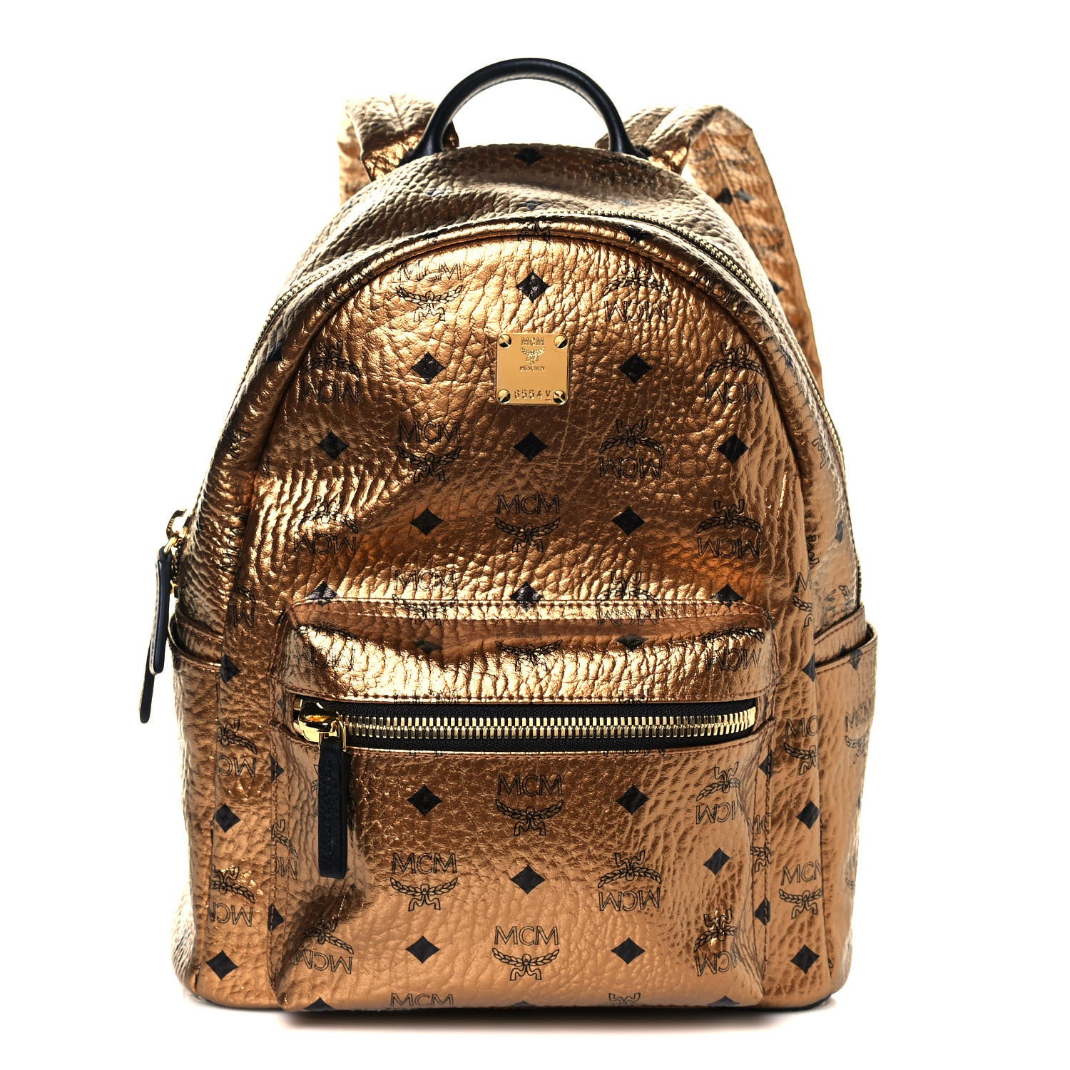 MCM Metallic Visetos Small Stark Backpack Gold 1 of 11