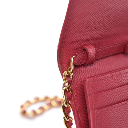 Prada Saffiano Metal Oro Chain Wallet Peonia 14 of 14