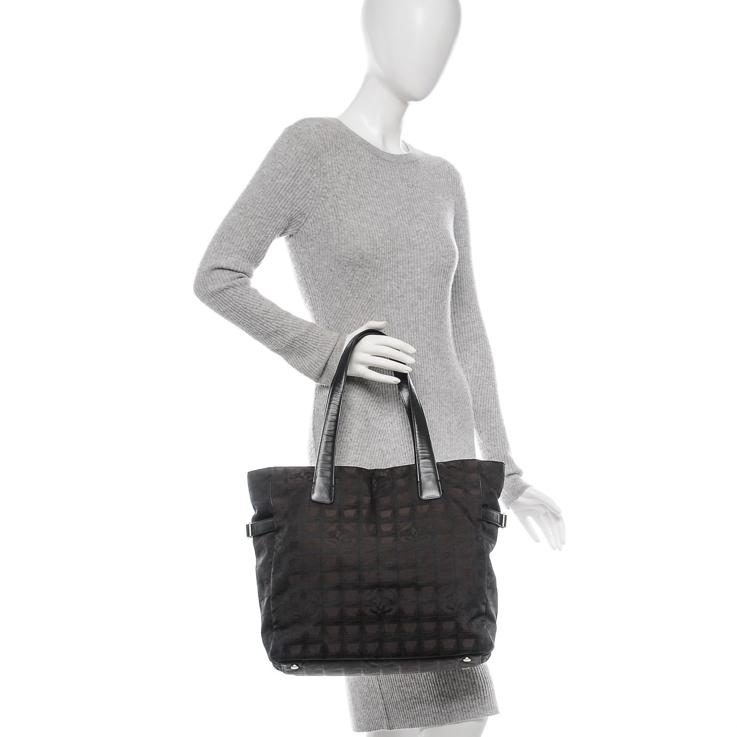 Nylon Medium Travel Tote Black Brown