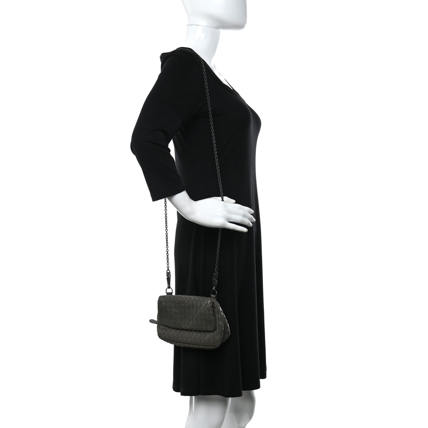 Nappa Intrecciato Mini Chain Messenger Gun Metal