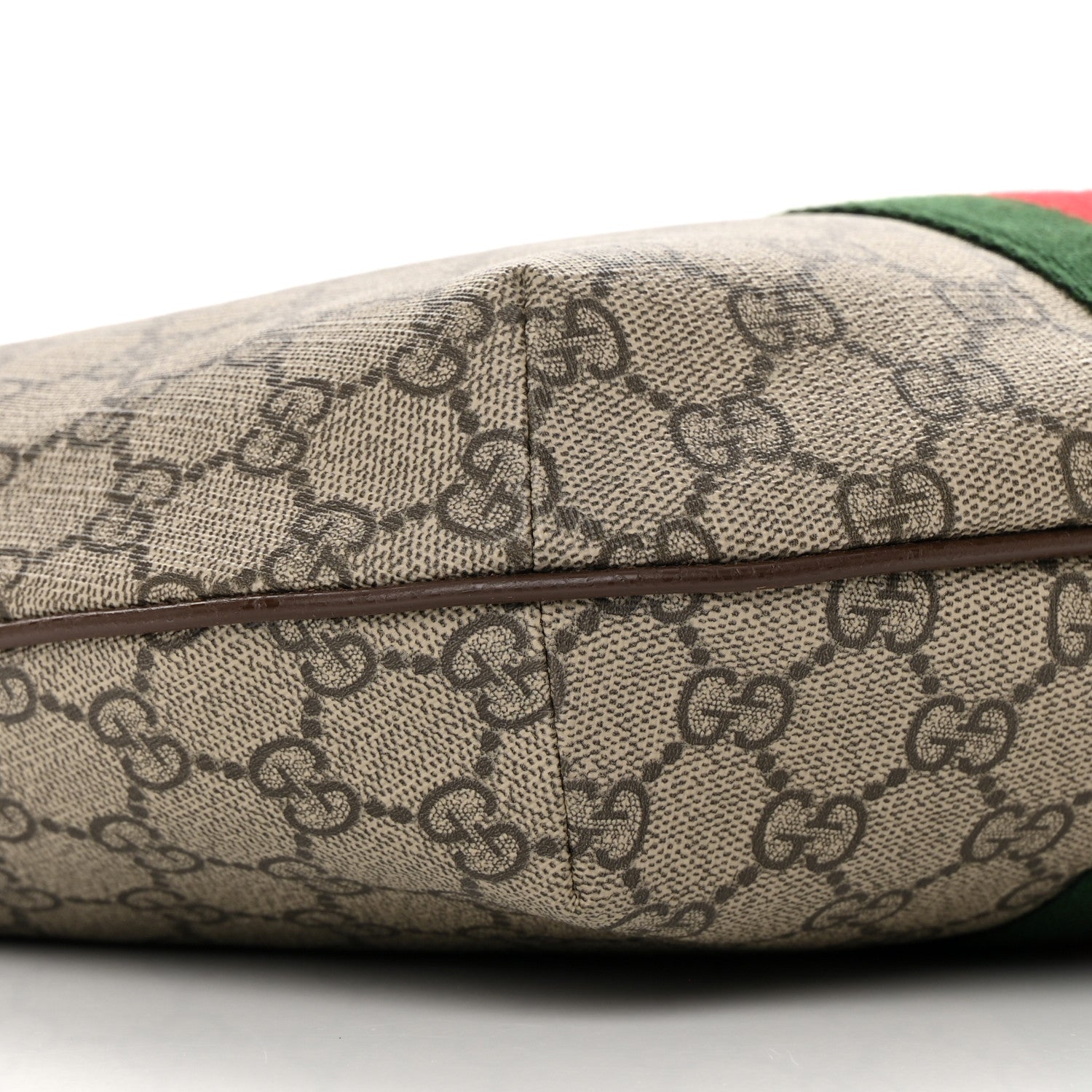 Gucci GG Supreme Monogram Textured Dollar Calfskin Web Small Ophidia Half Moon Hobo Beige Ebony New Acero 9 of 14