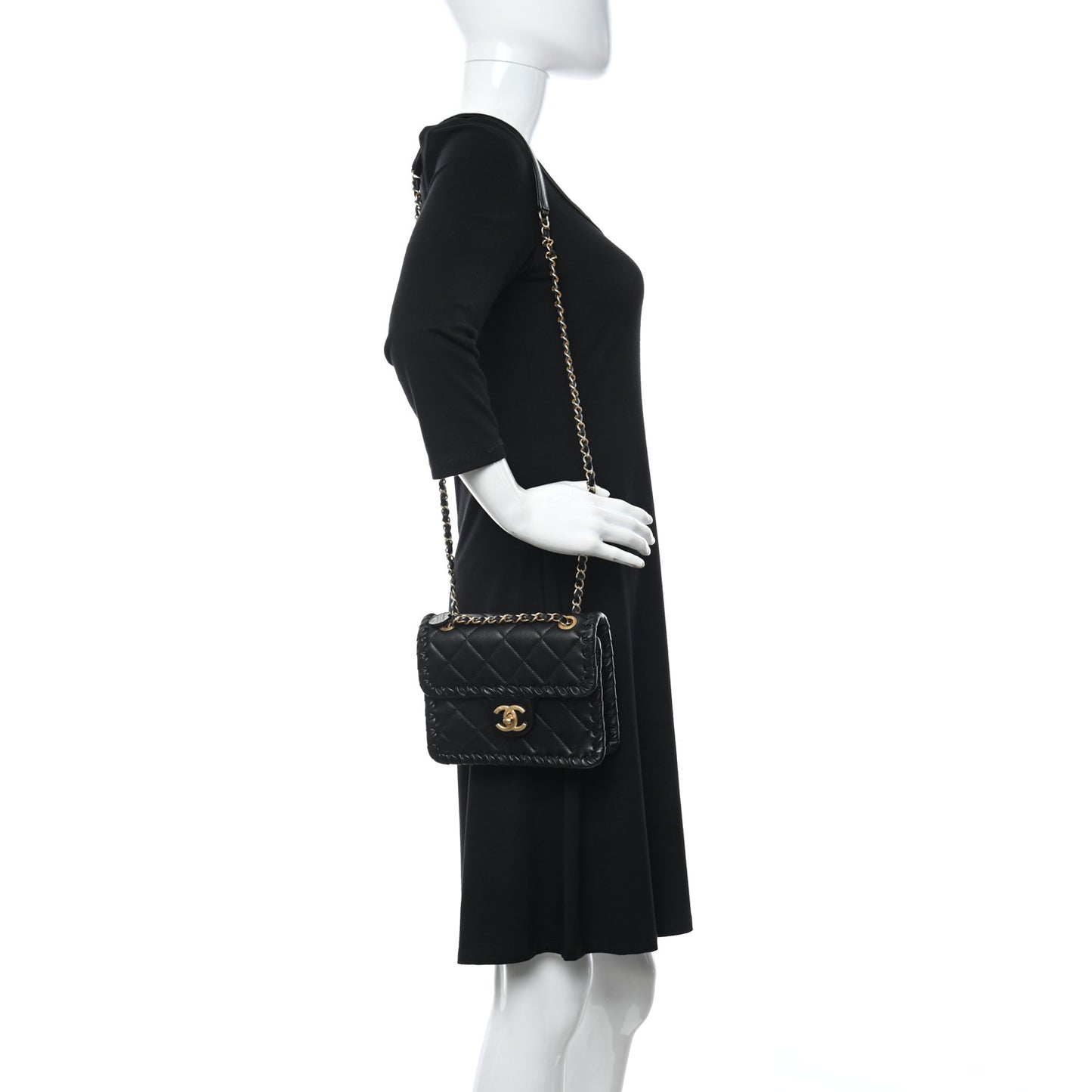 Calfskin Braided Mini My Own Frame Flap Black