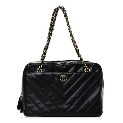 Chanel Lambskin Chevron Quilted Camera Case Black 1 of 15