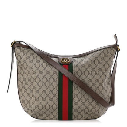 Gucci GG Supreme Monogram Web Ophidia Half Moon Hobo Brown 1 of 11