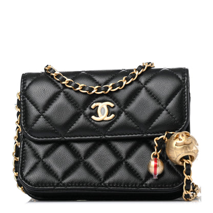 Chanel Lambskin Quilted Pearl Crush Flap With Chain Black 1 of 5