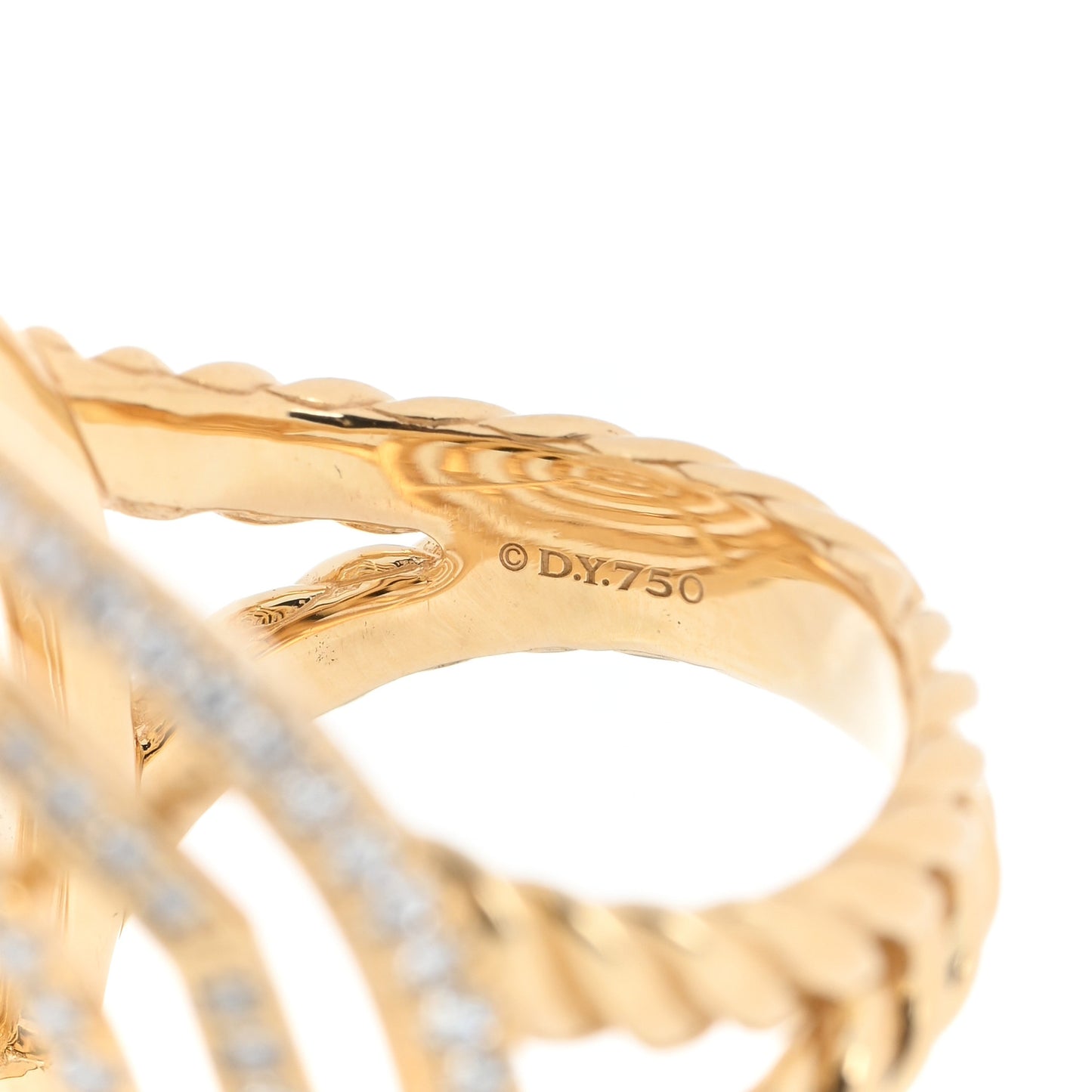 18K Yellow Gold Diamond 30mm Stax Ring 54 7