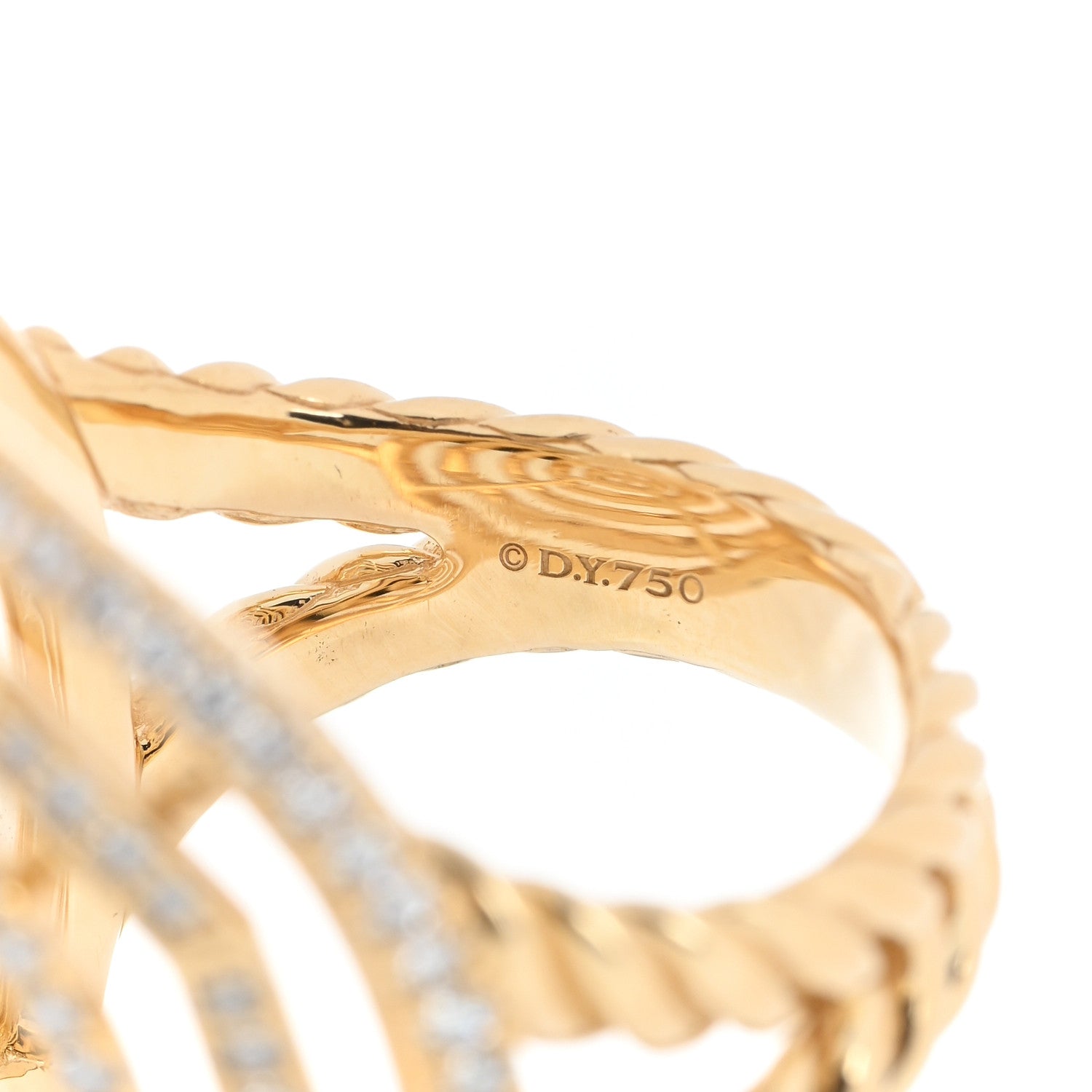 David Yurman 18K Yellow Gold Diamond 30mm Stax Ring 54 7 4 of 4