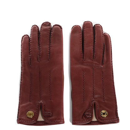 Hermes Lambskin Clous de Selle Gloves Rouge Chili 7.5 1 of 4