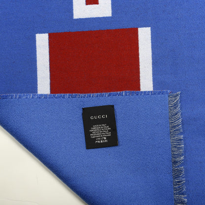 Gucci Wool Silk Gucci Heron Scarf Royal Red 4 of 4