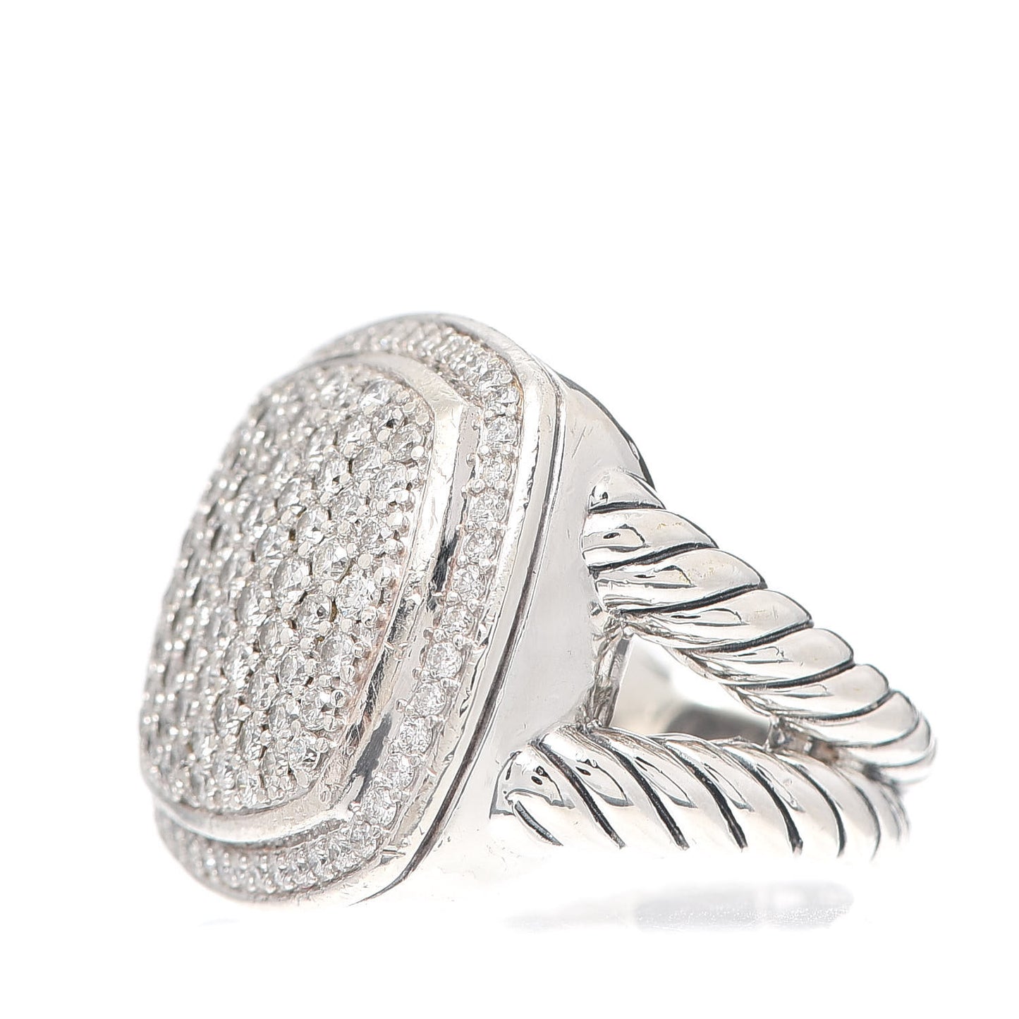 Sterling Silver Diamond 17mm Albion Pave Ring 54 6.75