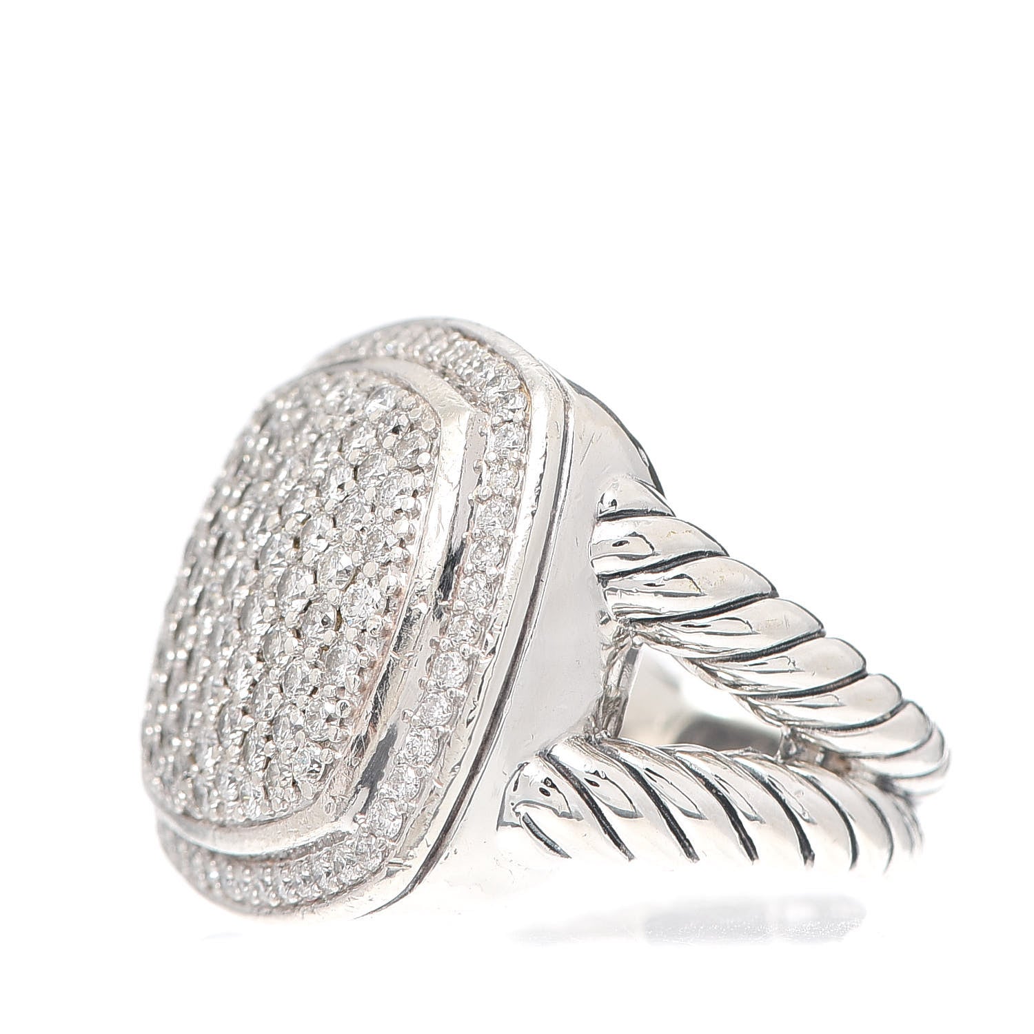 David Yurman Sterling Silver Diamond 17mm Albion Pave Ring 54 6.75 3 of 5
