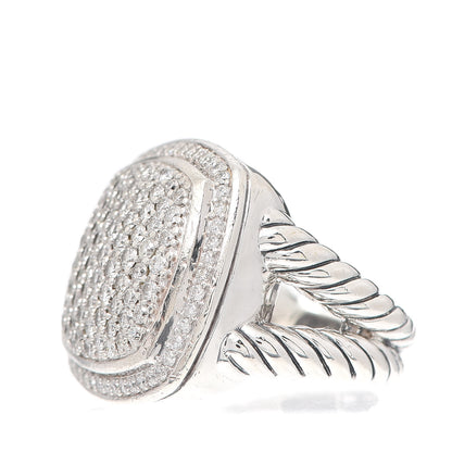 David Yurman Sterling Silver Diamond 17mm Albion Pave Ring 54 6.75 3 of 5