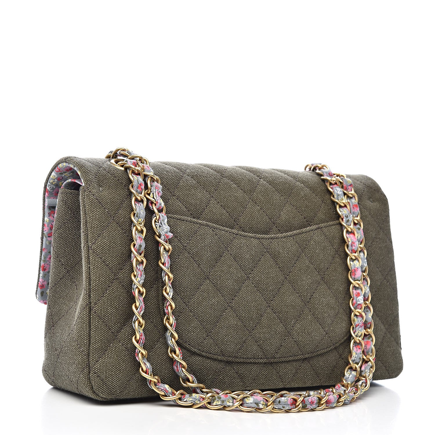 Chanel Toile Quilted Medium Cuba Double Flap Khaki 3 of 11