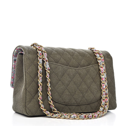Chanel Toile Quilted Medium Cuba Double Flap Khaki 3 of 11
