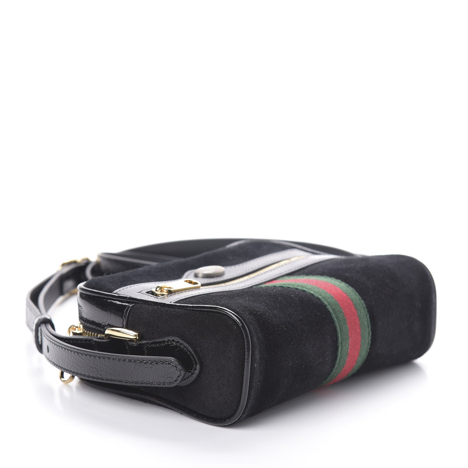 Gucci Suede Patent Web Mini Ophidia Shoulder Bag Black 4 of 9