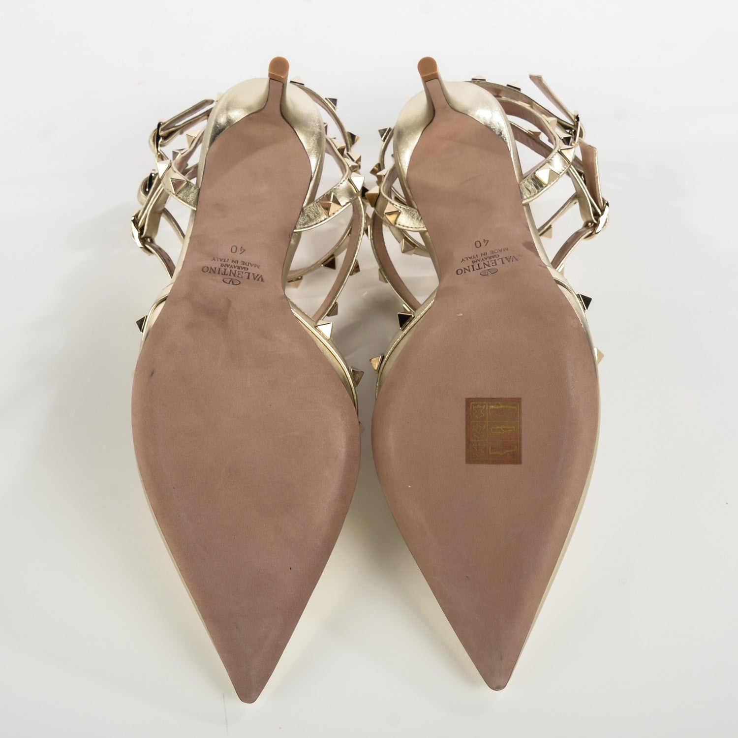 Valentino Garavani Metallic Calfskin Rockstud Ankle Strap 65mm Pumps 40 Platino 5 of 7
