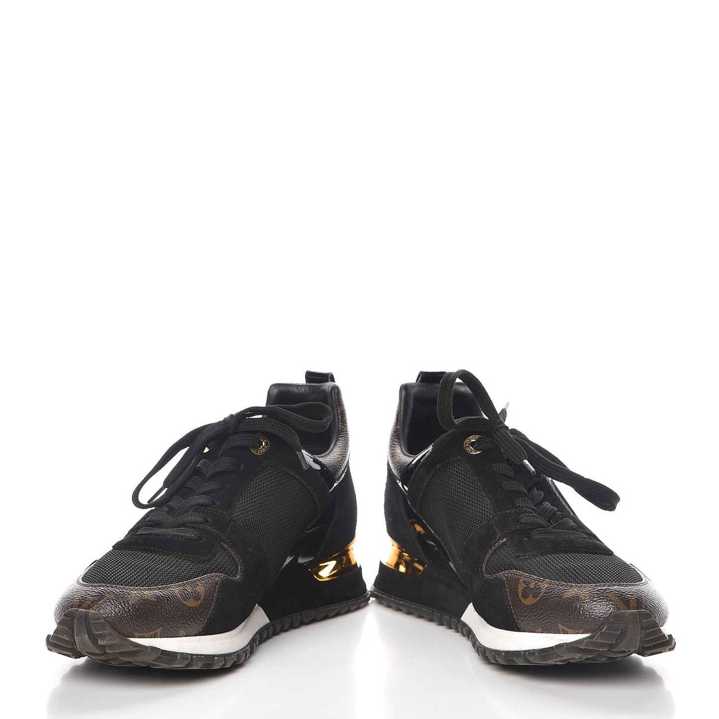 Suede Monogram Run Away Sneakers 38.5 Black