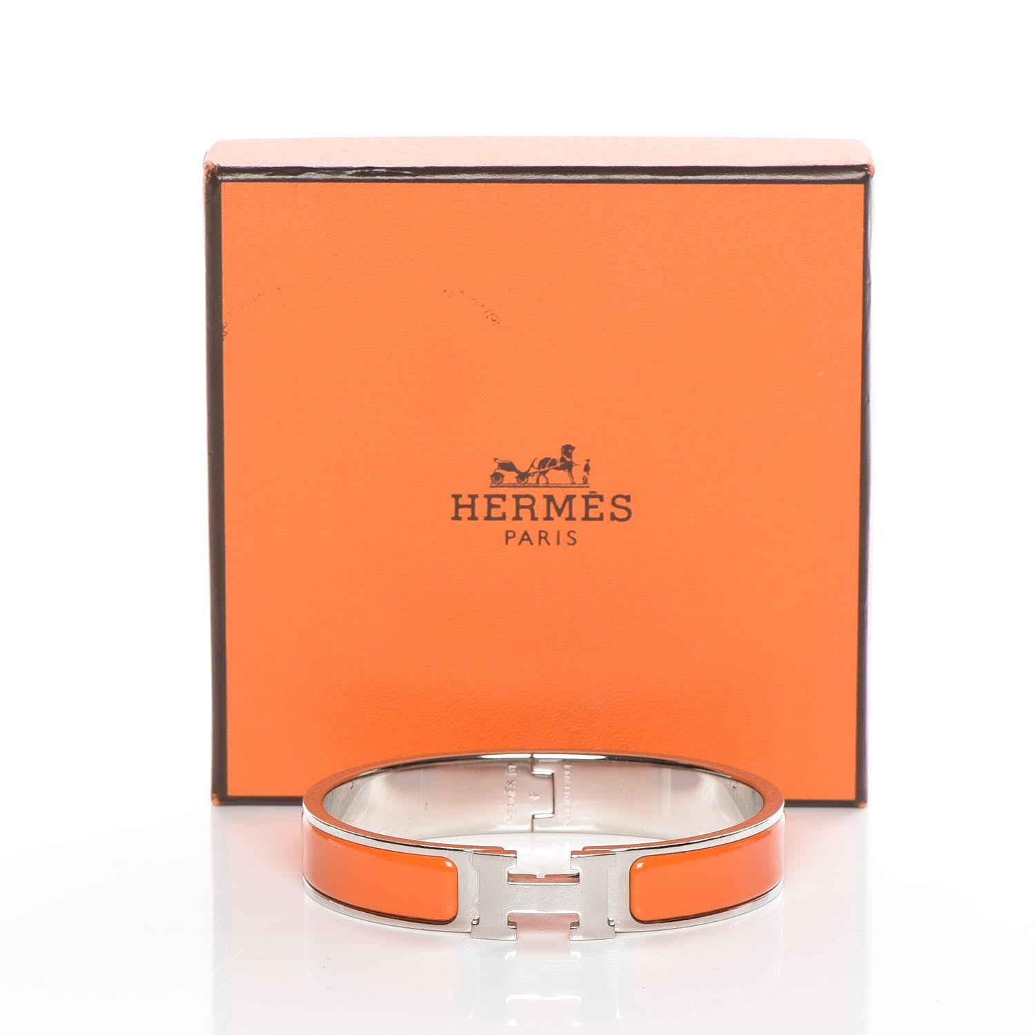 Hermes Enamel Narrow Clic Clac H Bracelet GM Orange 5 of 5