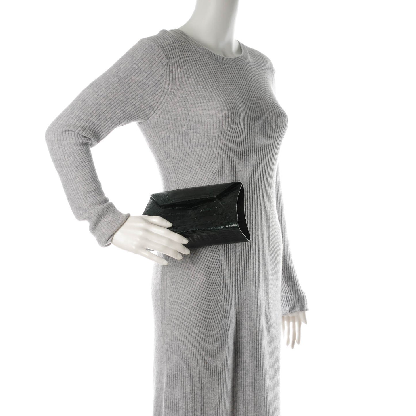 Crocodile Envelope Clutch Dark Green