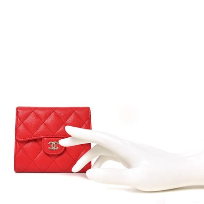 Chanel Caviar Quilted Compact Flap Wallet Red 2 of 9