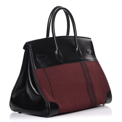 Hermes Toile Box Potamus Birkin 35 Black Rouge H 3 of 24