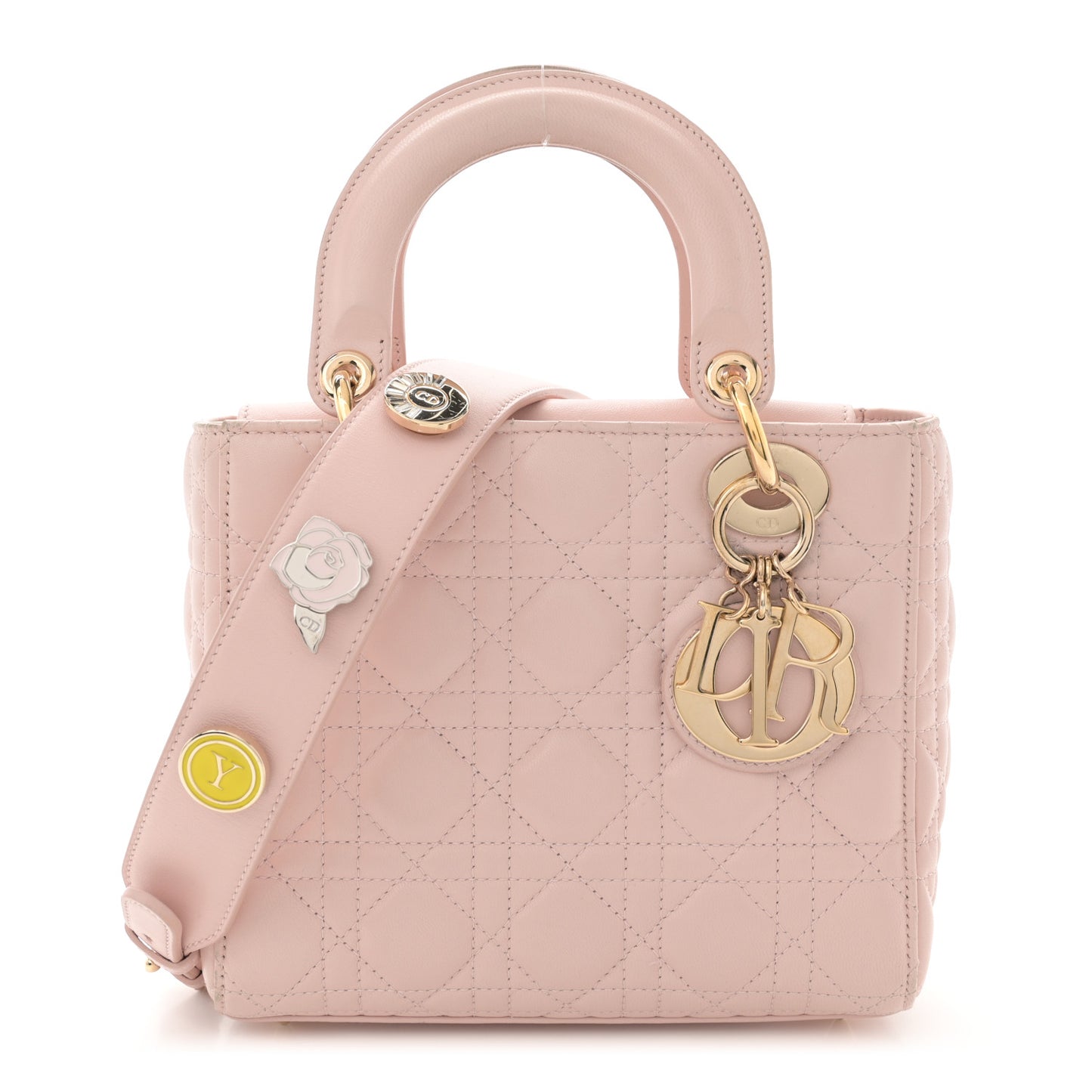Lambskin Cannage Small Lucky Badges My Lady Dior Pink