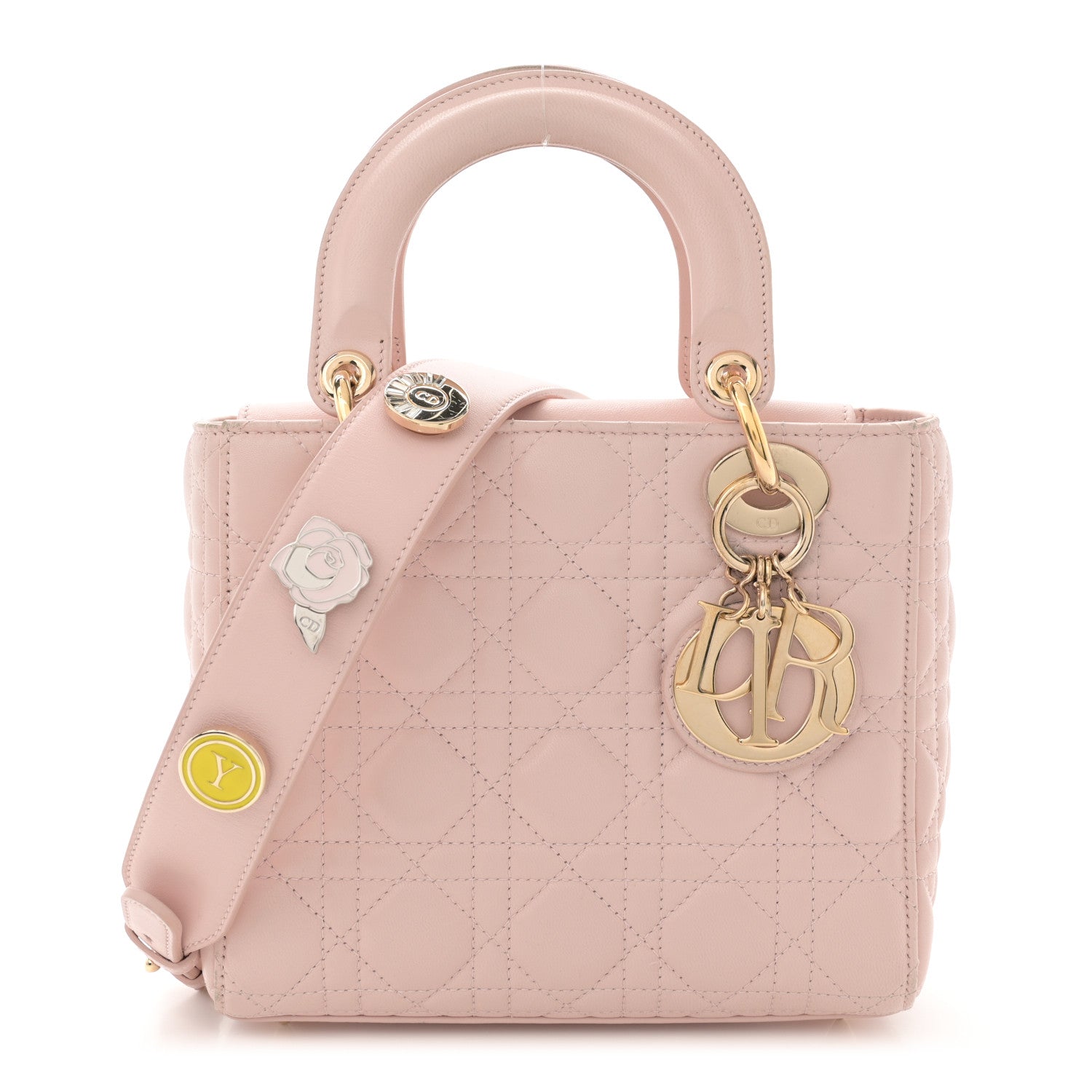 Christian Dior Lambskin Cannage Small Lucky Badges My Lady Dior Pink 1 of 15