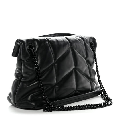 Saint Laurent Lambskin Quilted Monogram Monochrome Small Loulou Puffer Chain Satchel Black 3 of 11