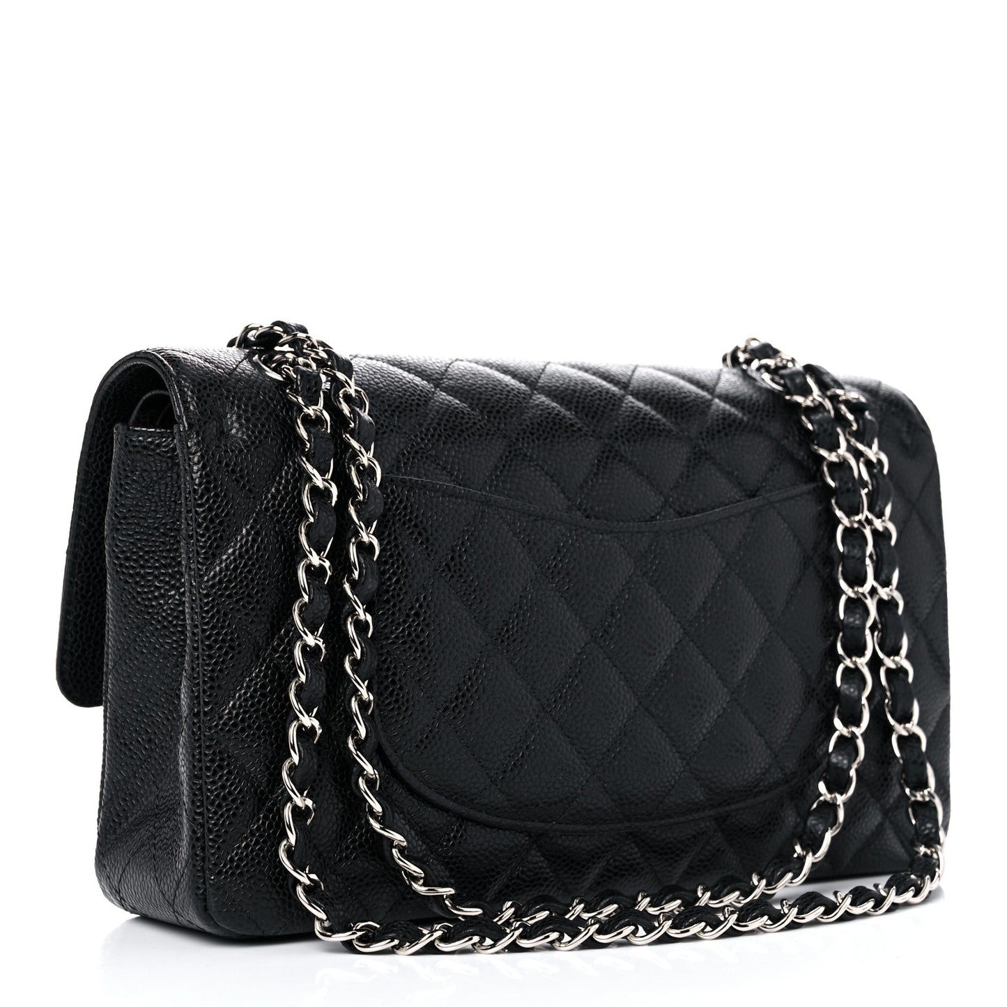Caviar Quilted Medium Double Flap Black