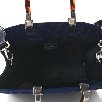 Fendi Technical Fabric Plexiglass FF Medium Fendi Sunshine Shopper Tote Marino 5 of 9
