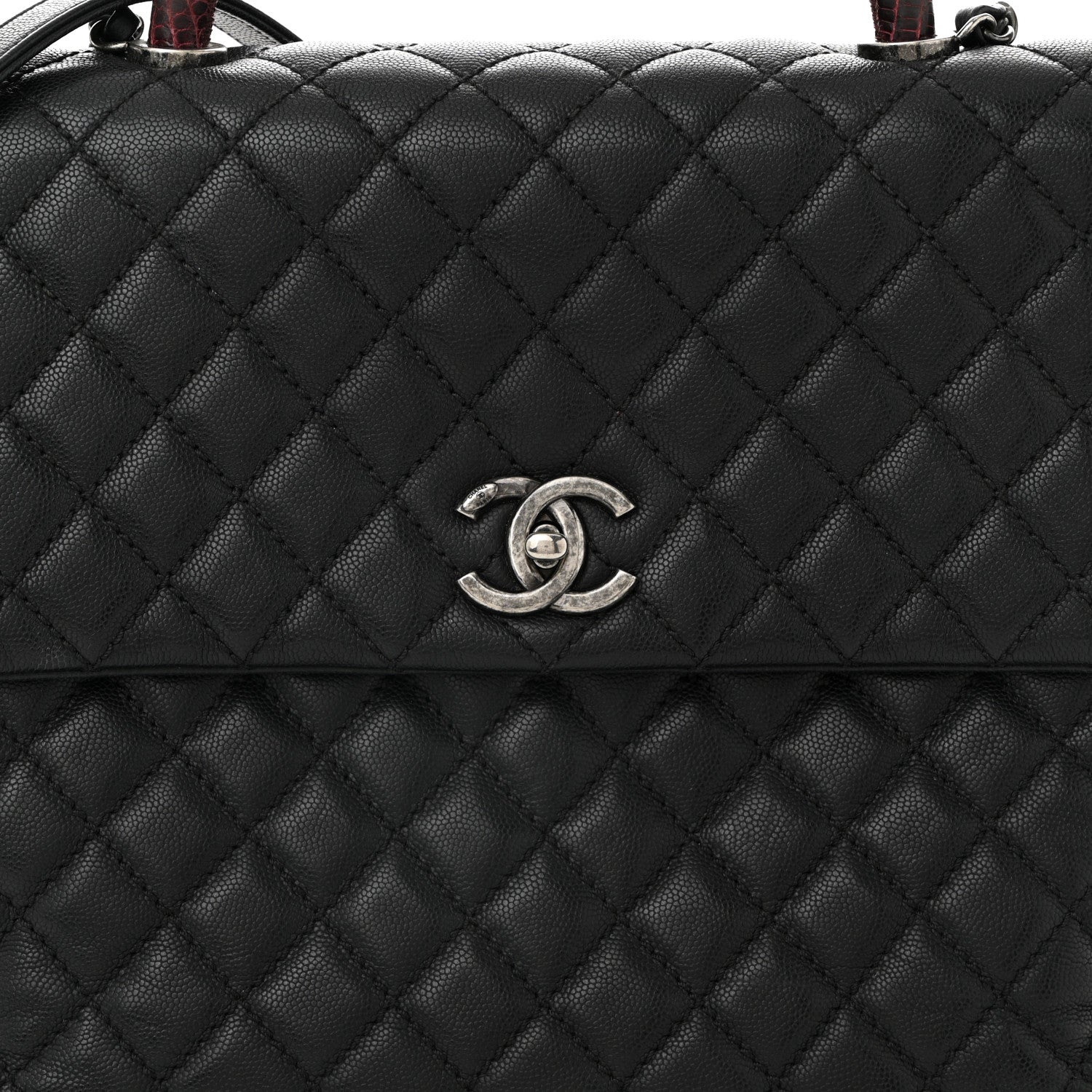 Chanel Caviar Lizard Quilted Large Coco Handle Flap Grey 8 of 10