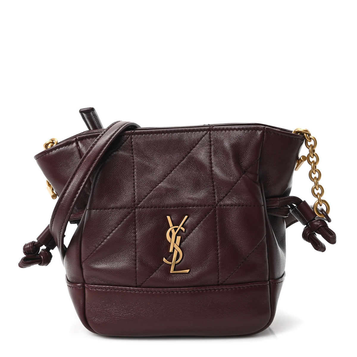 Lambskin Matelasse Monogram Mini Jamie Shoulder Pouch Bag Rouge Cabernet