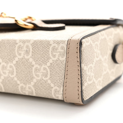 Gucci GG Supreme Monogram Textured Dollar Calfskin Mini Horsebit 1955 Shoulder Bag Beige Mystic White Oatmeal 10 of 13