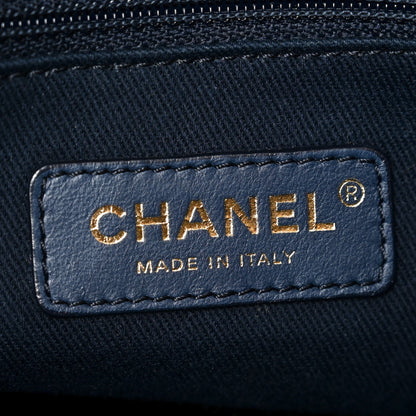 Chanel Lurex Canvas Mini Deauville Tote Navy Blue Gold 6 of 10