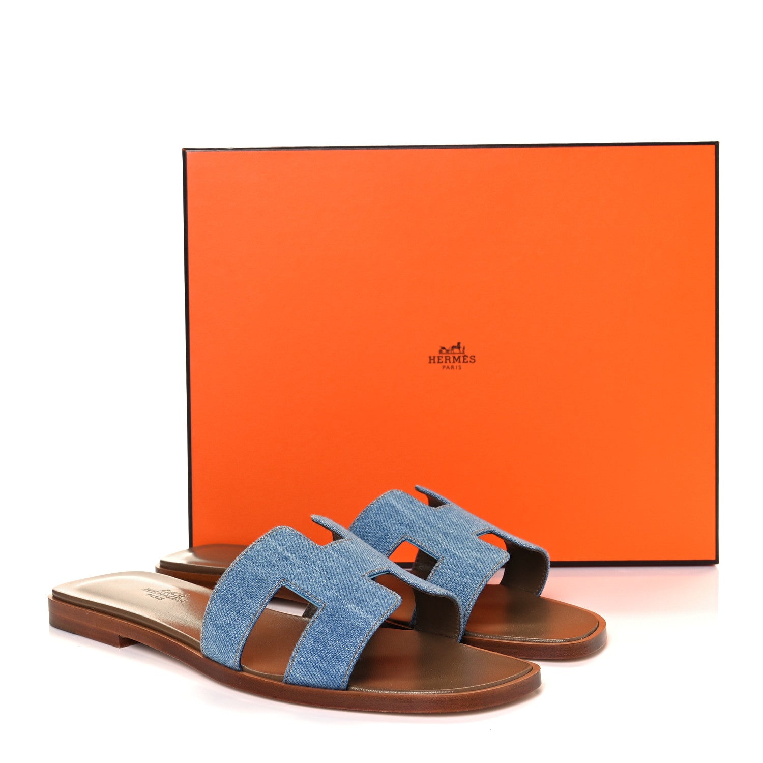 Hermes Denim Canvas Oran Sandals 37 Bleu Clair 9 of 9
