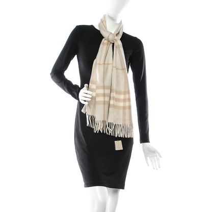 Burberry Cashmere Giant Check Fringe Scarf Dark Almond 2 of 5
