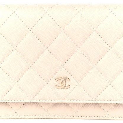Chanel Caviar Quilted Wallet On Chain WOC Light Beige 9 of 12