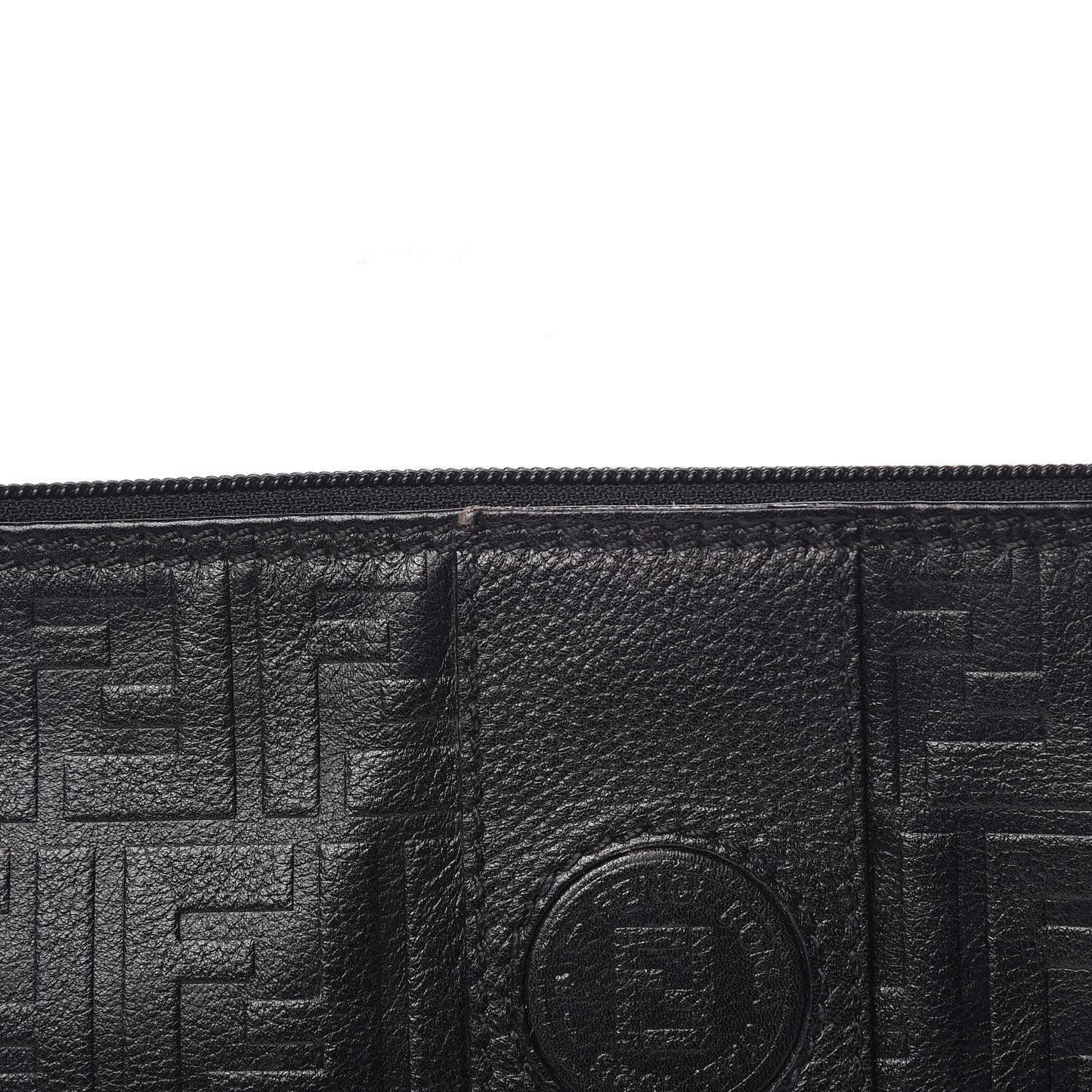 Calfskin FF Embossed Pouch Black