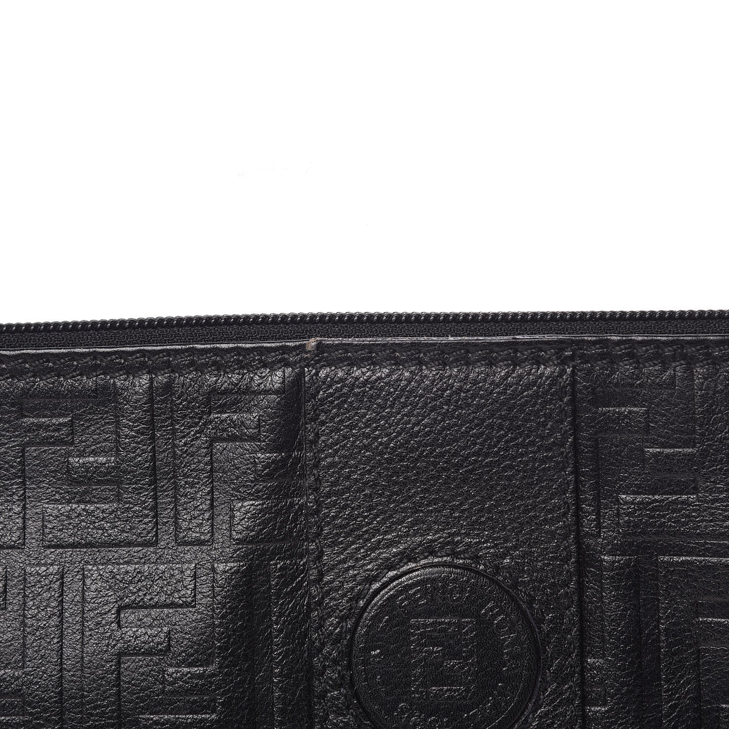 Fendi Calfskin FF Embossed Pouch Black 9 of 11