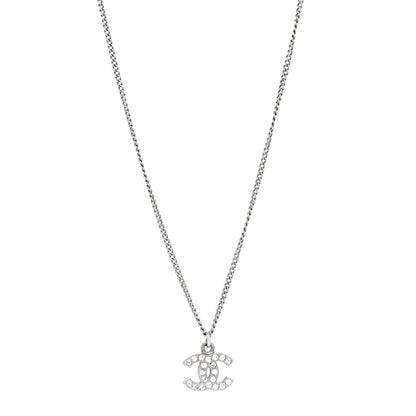 Chanel Crystal Timeless CC Necklace Silver 2 of 5