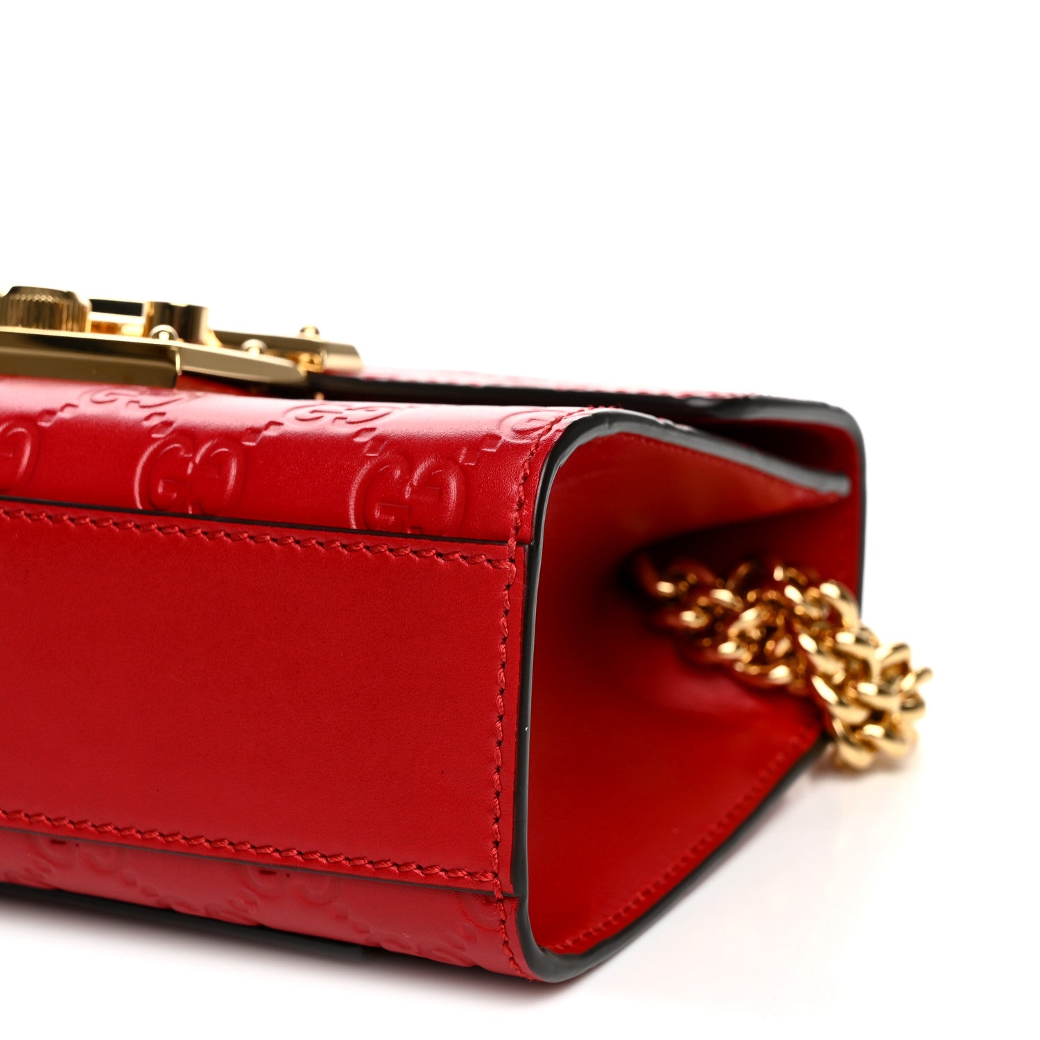 Gucci Guccissima Small Padlock Shoulder Bag Hibiscus Red 11 of 11